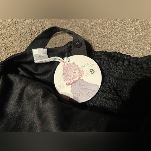 Solid Black Lace Lolita Dress JSK w/ Belt & Brooch Gothic EGL Floral Ruffle TaoB - Picture 12 of 16